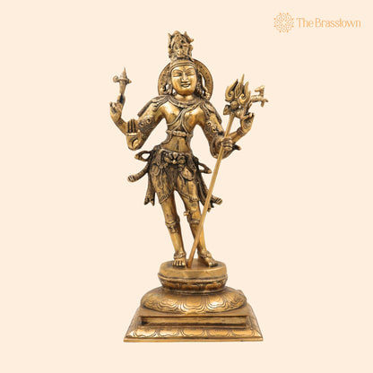 Brass Shiva Idol – Handcrafted Mahadev Murti, Bholenath Statue, Shankar Vigraha, Neelkanth Pooja Murti 21.5 Inch 1