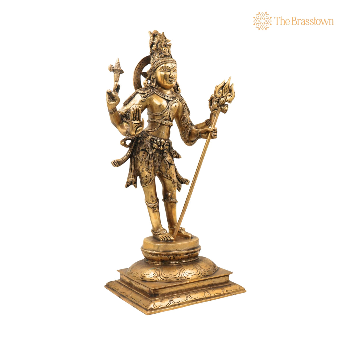 Brass Shiva Idol – Handcrafted Mahadev Murti, Bholenath Statue, Shankar Vigraha, Neelkanth Pooja Murti 21.5 Inch 2