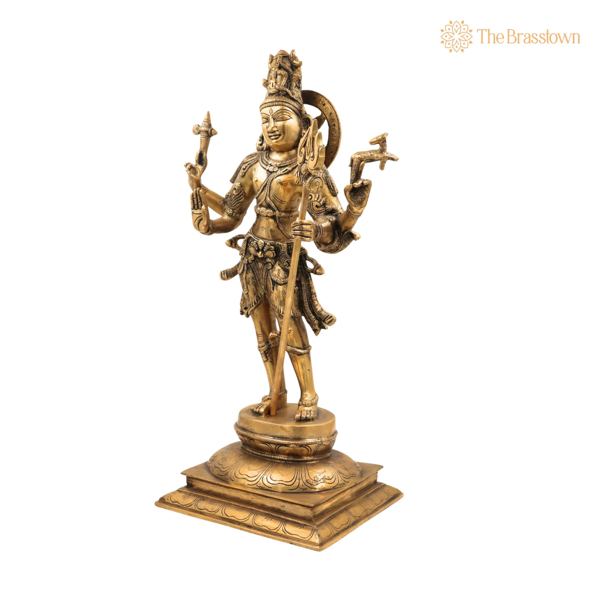 Brass Shiva Idol – Handcrafted Mahadev Murti, Bholenath Statue, Shankar Vigraha, Neelkanth Pooja Murti 21.5 Inch 3