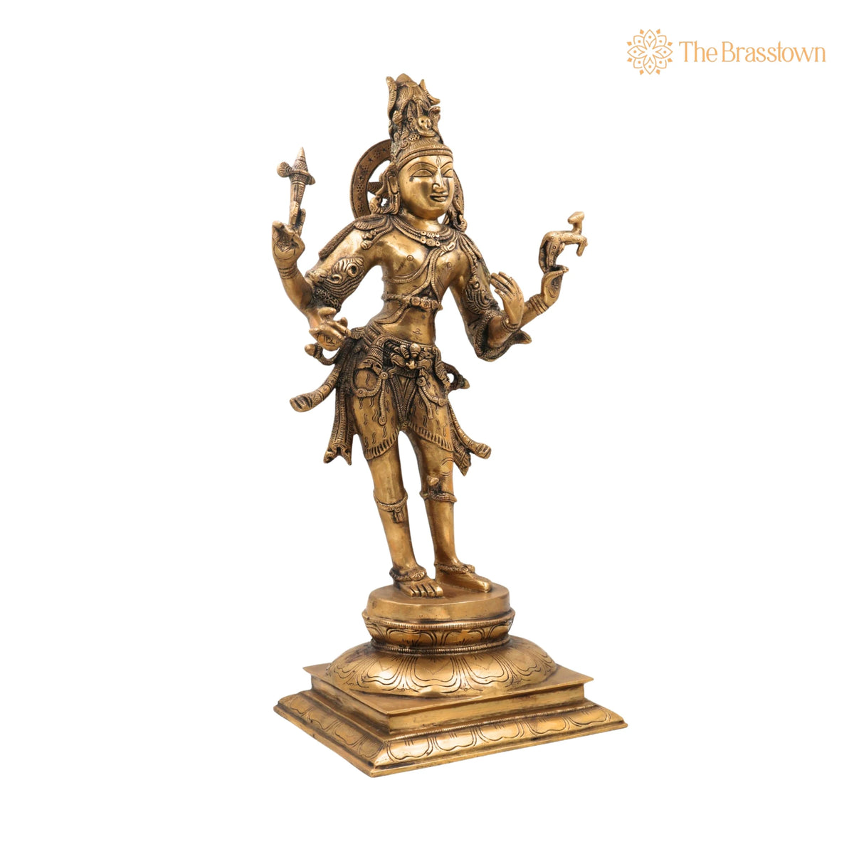 Brass Shiva Idol Statue – Handcrafted Mahadev Murti, Bholenath Vigraha, Shankar Pratima for Pooja, Home Décor &amp; Temple Showpiece 21.5 Inch 2