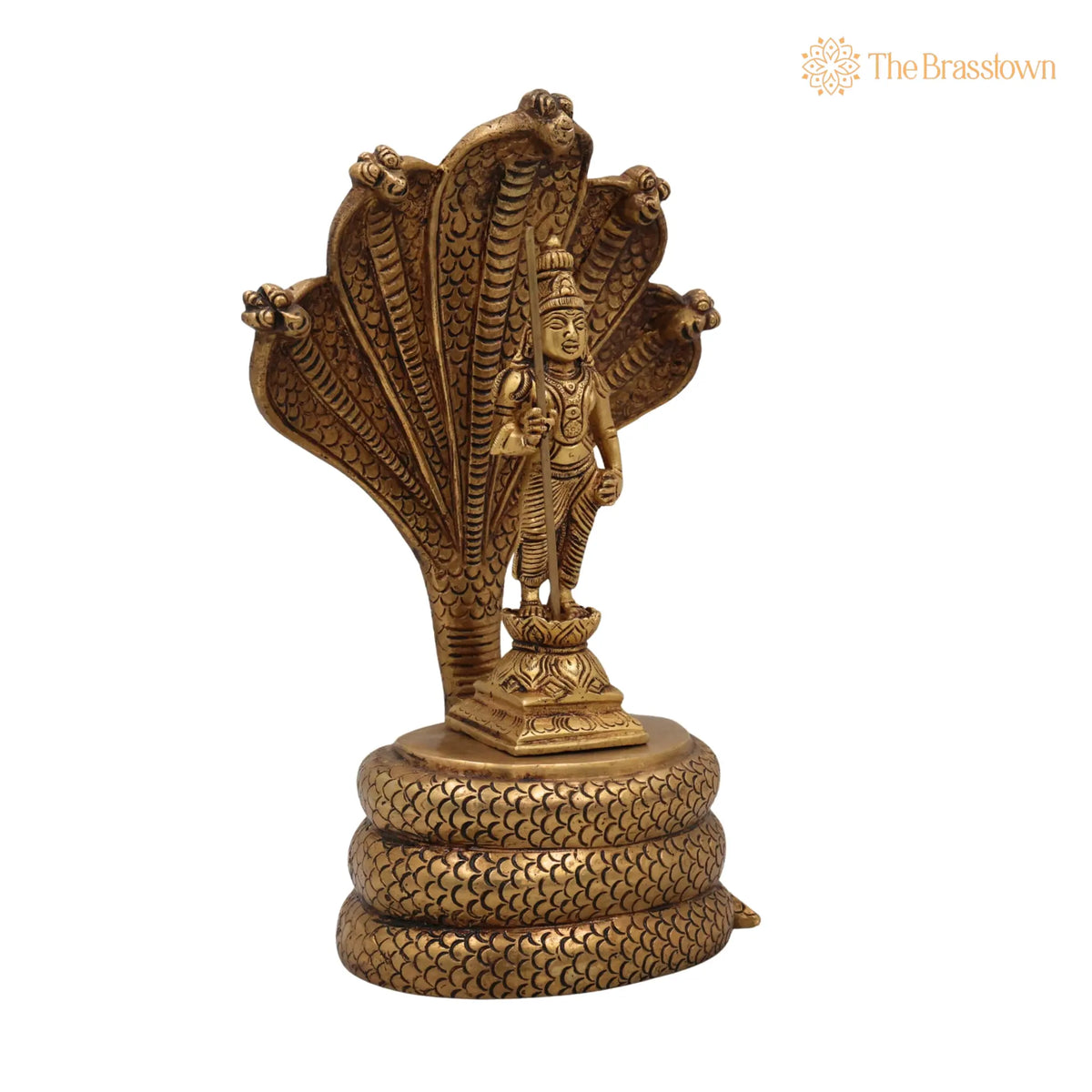 Handcrafted Brass Murugan with Sheshnag Idol – Lord Kartikeya, Skanda, Subramanya for Puja, Home Mandir &amp; Décor 10.5 Inch 2