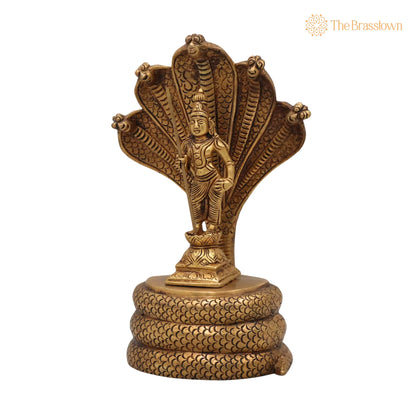 Handcrafted Brass Murugan with Sheshnag Idol – Lord Kartikeya, Skanda, Subramanya for Puja, Home Mandir &amp; Décor 10.5 Inch 3