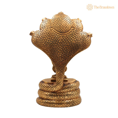 Brass Vishnu on Sheshnag Idol – Handmade Peetal Murti, Narayana Statue for Home, Temple, Puja &amp; Office Décor 10.5 Inch 4