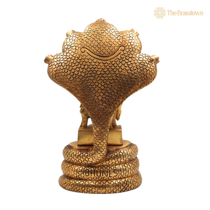 Brass Krishna Idol on Sheshnag – Handcrafted Gopal, Balakrishna, Radha Krishna Murti for Home, Temple &amp; Pooja Décor 10.5 Inch 4