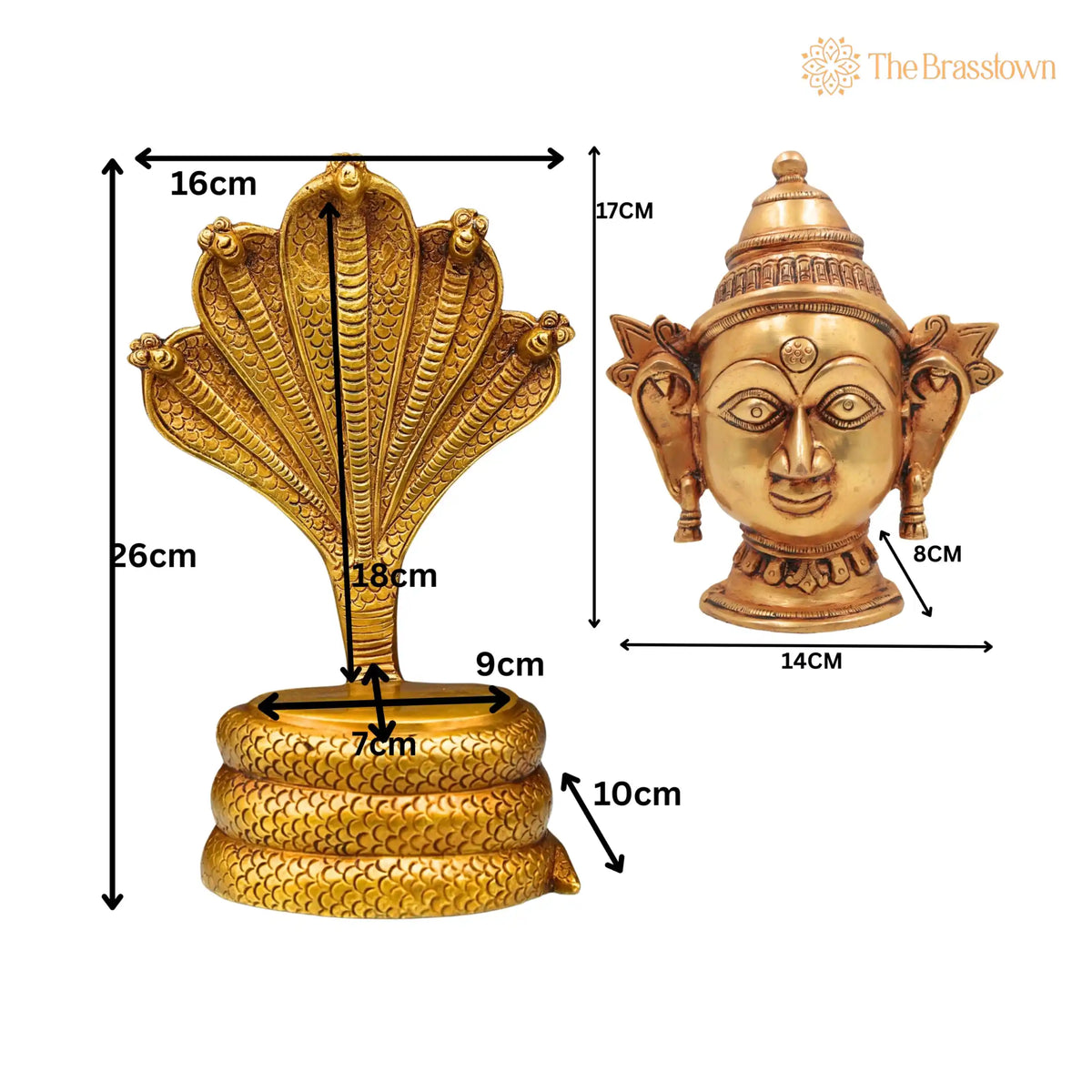 Brass Gowri Sheshnag Idol – Handcrafted Shesha Gauri Head on Serpent Hood, Home Décor &amp; Gifting 10.5 Inch 5
