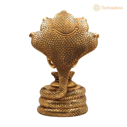 Brass Goddess Mariamman Idol on Sheshnag – Handcrafted Mariamma Murti, Mariyammal Vigraha, Aadi Mariamman Statue 10.5 Inch 5