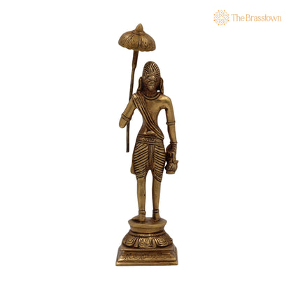 Handcrafted Brass Vamana Idol – Trivikrama, Urukrama, Upendra, Dadhivamana Murti, Lord Vishnu Dashavatara Statue for Home 11 Inch 4