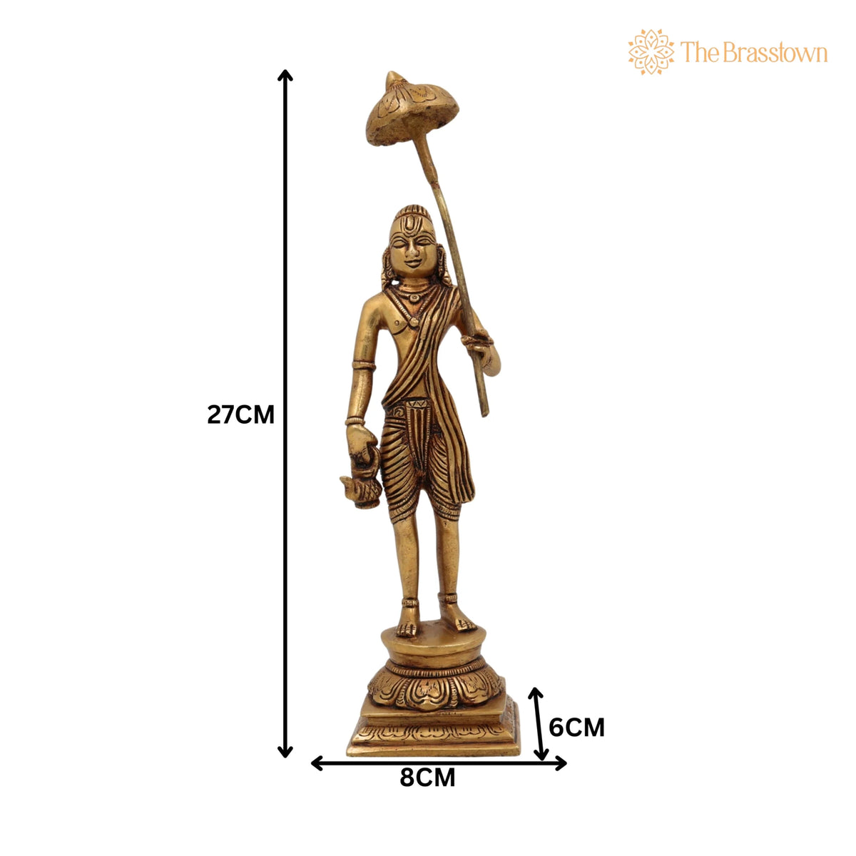 Handcrafted Brass Vamana Idol – Trivikrama, Urukrama, Upendra, Dadhivamana Murti, Lord Vishnu Dashavatara Statue for Home 11 Inch 5
