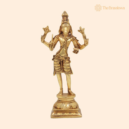 Brass Hayagriva Idol – Handcrafted Hayagreeva Murti Hayasirsa Veda Moorthy Vidya Varada Lakshmi Hayagriva Statue for Pooja, Temple 9 Inch 1