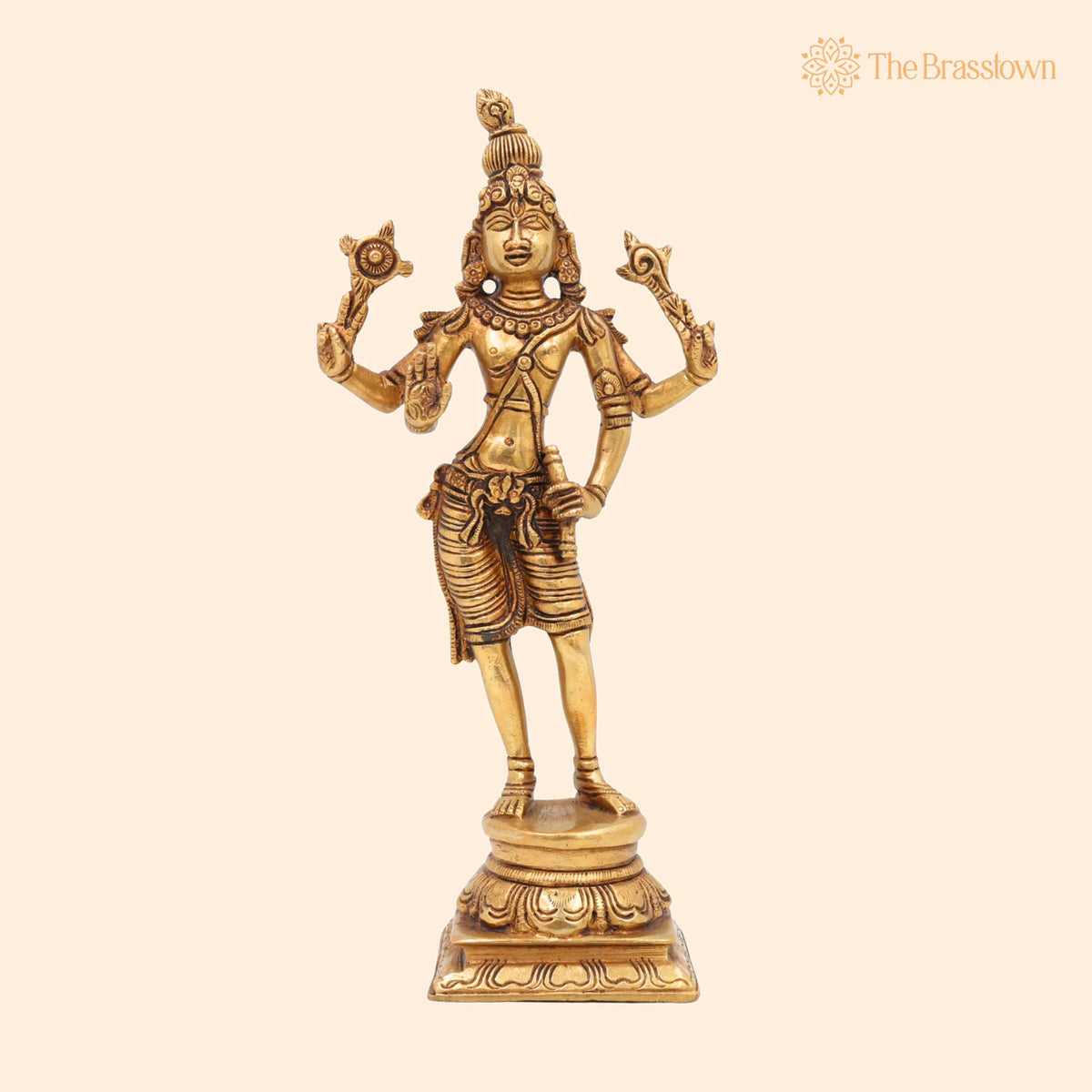 Brass Krishna Idol – Handcrafted Lord Krishna Murti, Gopal Vigraham, Radha Krishna Statue, Balakrishna Murti for Pooja, Temple &amp; Home Décor 9 Inch 1