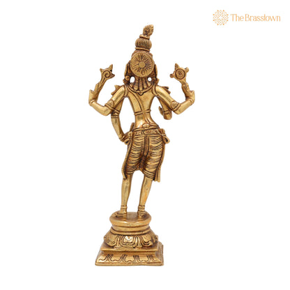 Brass Krishna Idol – Handcrafted Lord Krishna Murti, Gopal Vigraham, Radha Krishna Statue, Balakrishna Murti for Pooja, Temple &amp; Home Décor 9 Inch 4