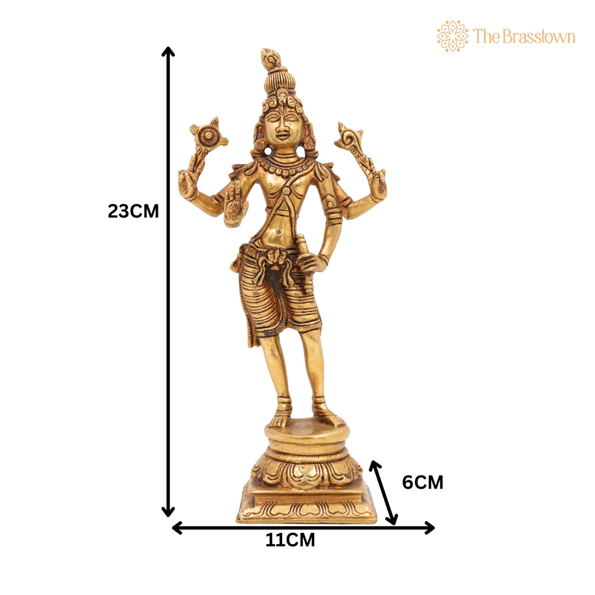 Brass Krishna Idol – Handcrafted Lord Krishna Murti, Gopal Vigraham, Radha Krishna Statue, Balakrishna Murti for Pooja, Temple &amp; Home Décor 9 Inch 5