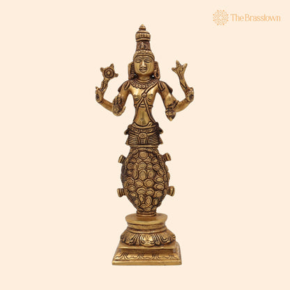 Brass Kurma Avatar Idol – Handcrafted Vishnu in Tortoise Form Murti, Panchaloha &amp; Temple Statue for Pooja, Home Décor, Spiritual Worship 9 Inch 1