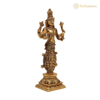 Brass Kurma Avatar Idol – Handcrafted Vishnu in Tortoise Form Murti, Panchaloha &amp; Temple Statue for Pooja, Home Décor, Spiritual Worship 9 Inch 2