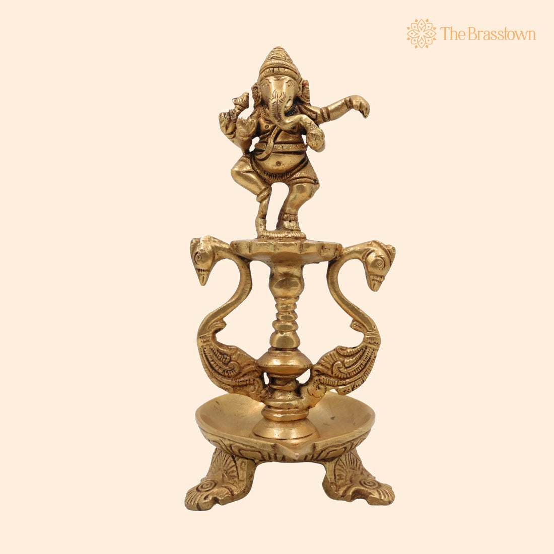 Handcrafted Brass Ganesh Diya Idol – Vinayaka Deepam, Ganapati Pital Oil Lamp, Pillaiyar Vilakku for Puja, Mandir &amp; Gifts 6.5 Inch 1