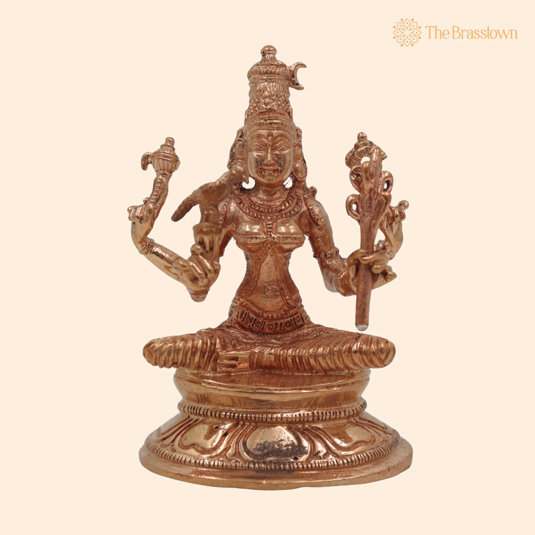 Handcrafted Bronze Kamakshi Idol – Panchaloha Goddess Kamakshi Statue, Kameshwari Tripura Sundari Lalita Rajarajeshwari Murti 3 Inch 1