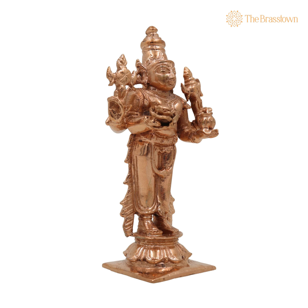 Handcrafted Bronze Dhanvantari Idol – Panchaloha Dhanvantri Murti, Ayurvedic God of Healing &amp; Health for Home Temple 4 Inch 2