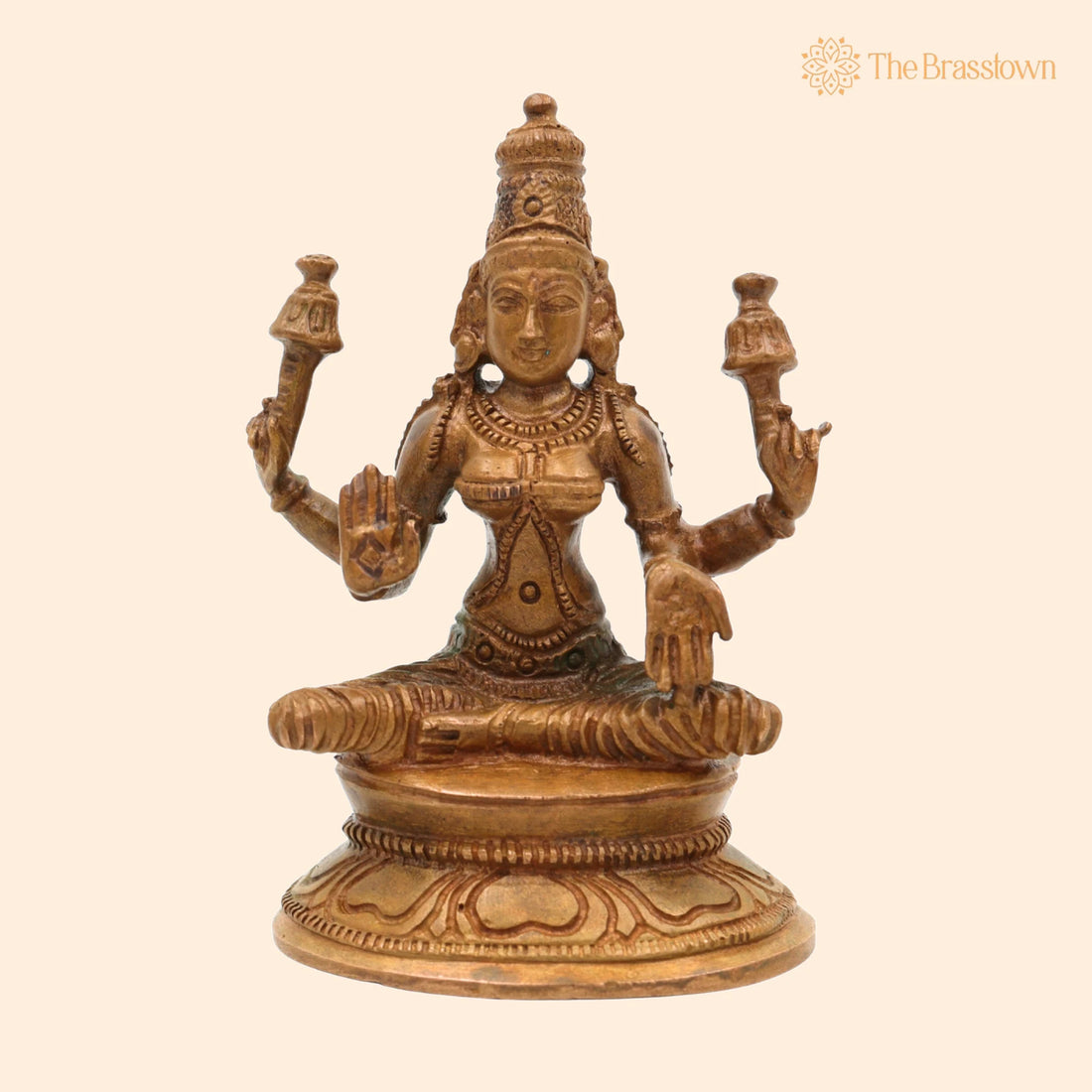 Bronze Maha Lakshmi Idol – Panchaloha Kamala Padmavati Shri Devi Murti, Handcrafted South Indian Chola Art Goddess Lakshmi Statue 3 Inch 1
