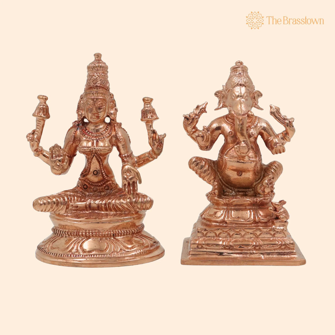 Bronze Panchaloha Lakshmi Ganesha Idol – Handcrafted Mahalakshmi Ganapati Vinayaka Murti for Pooja, Temple &amp; Home Décor 3 Inch 1
