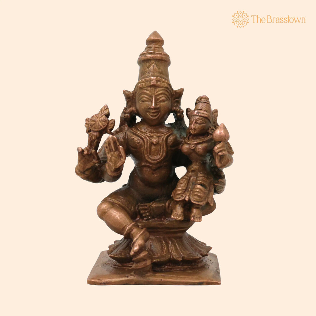 Lakshmi Narayana Bronze Idol – Handcrafted Sri Lakshmi Narayan Swamy Murti, Vishnu Lakshmi Vigraha for Puja, Home Mandir &amp; Décor 3 Inch 1