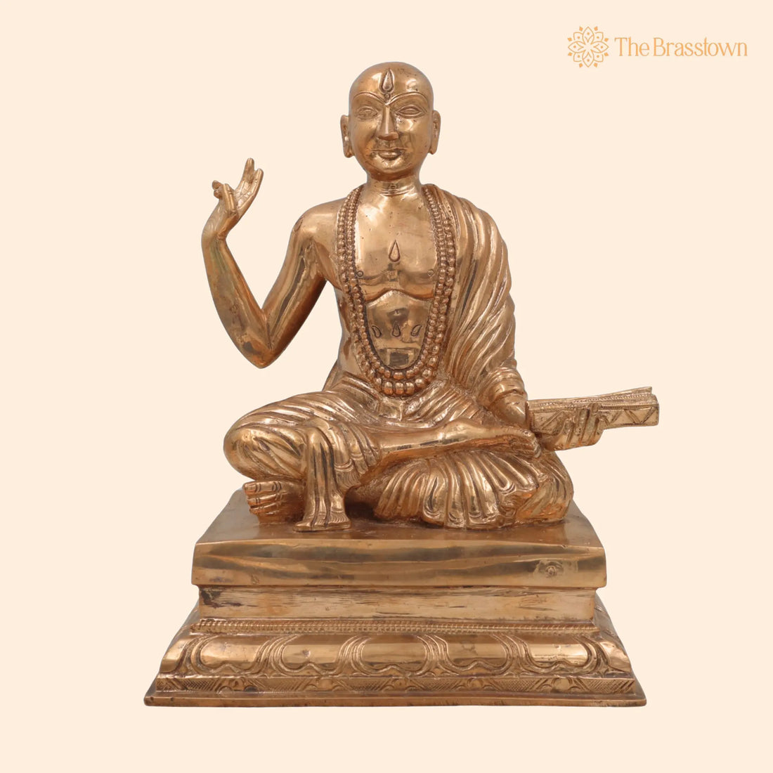 Handmade Bronze Madhvacharya Idol – Purna Prajna Statue, Ananda Tirtha Murti, Jagadguru Dvaita Vedanta Sculpture 9.5 Inch 1