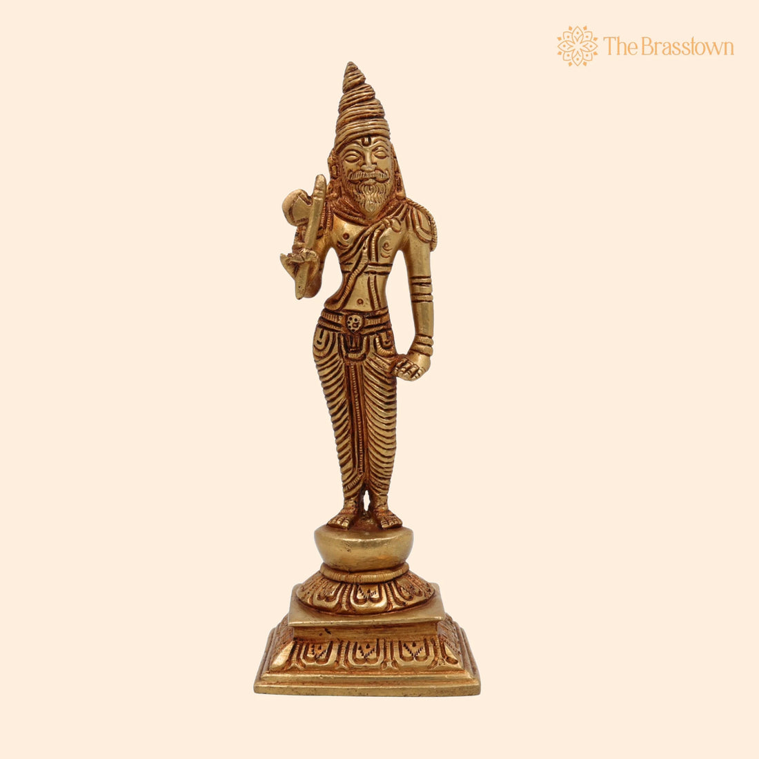 Brahmarshi Parashurama Brass Idol – Handcrafted Parashuram Murti, Bhargava Rishi Axe-Wielding Statue for Home, Temple &amp; Pooja Décor 7 Inch 1