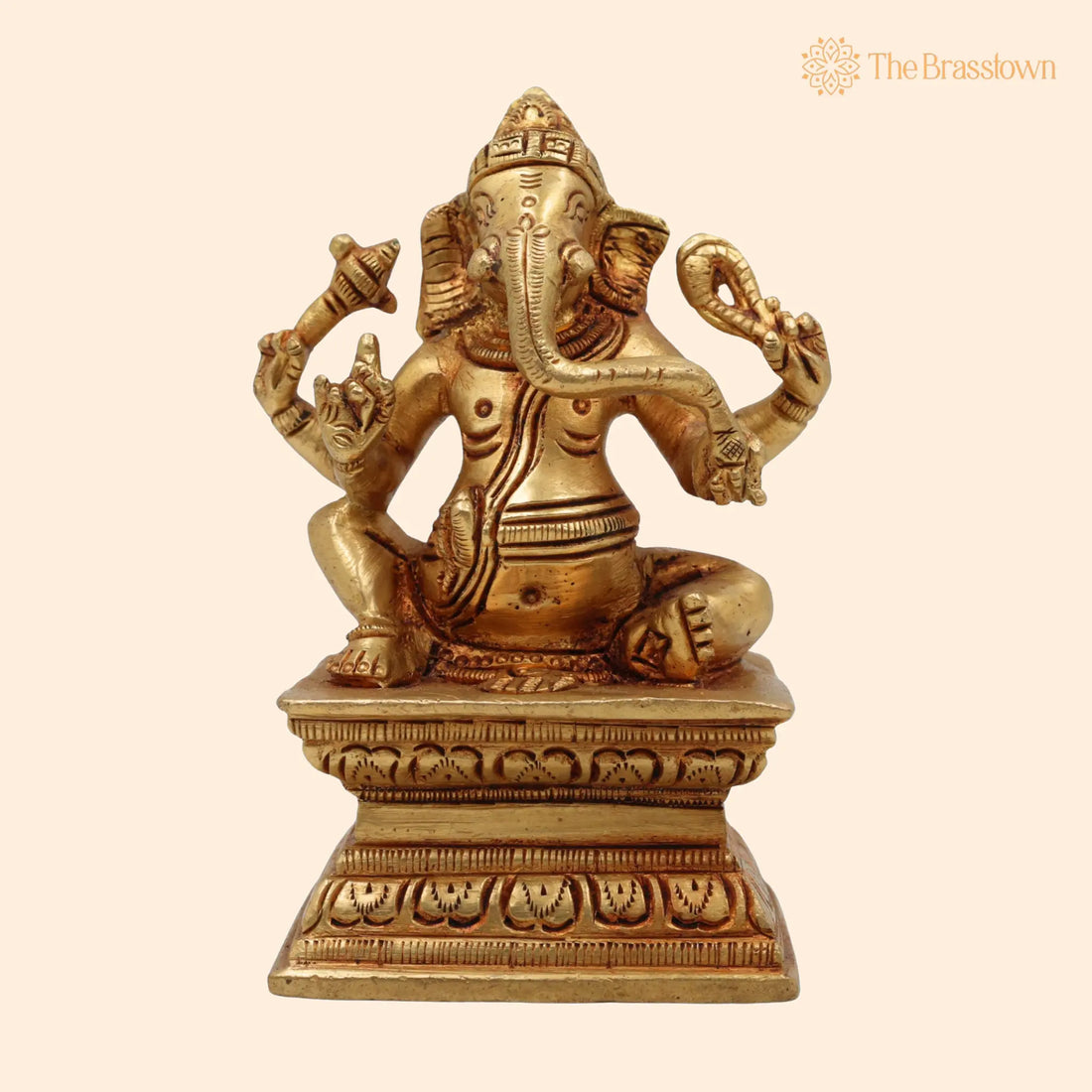 Brass Ganesha Idol – Handcrafted Vinayaka Ganpati Murti, Ekadanta Pillaiyar Statue for Home, Temple &amp; Pooja Décor 5 Inch 1