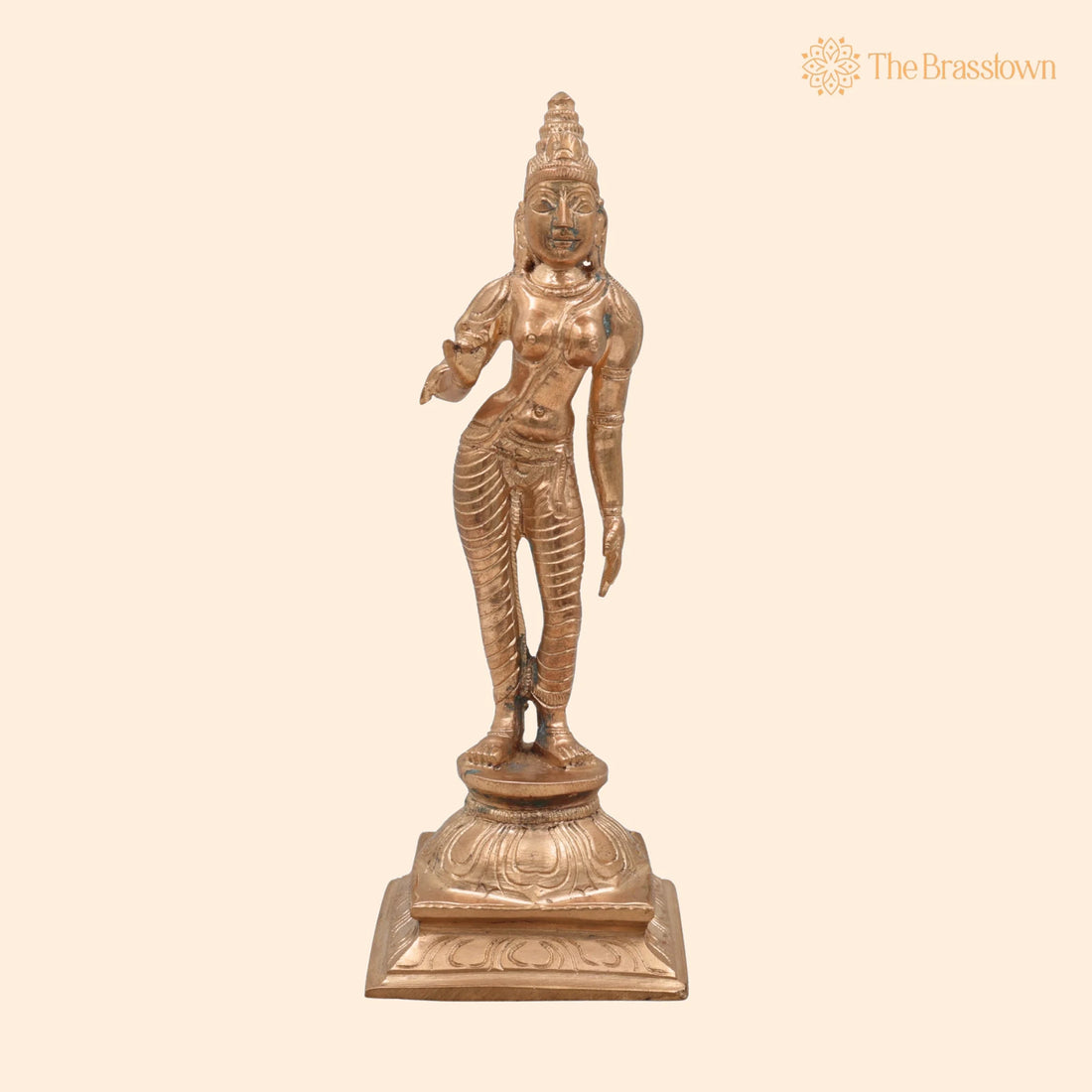 Bronze Shivagami Devi Idol Panchaloha Sculpture – Handcrafted Chola Art Temple Vigraha 7.5 Inch 1