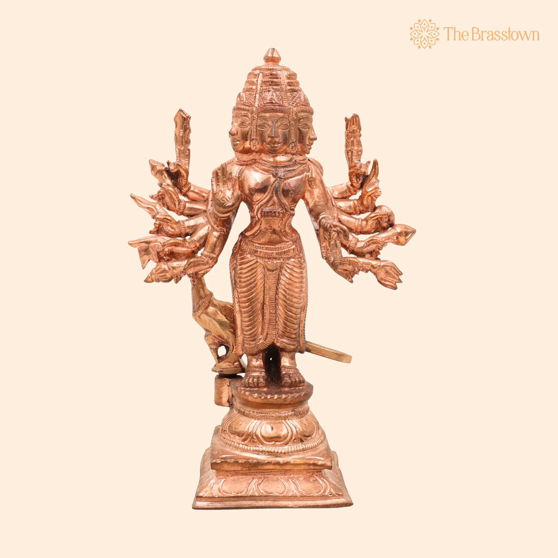 Handcrafted Panchamukhi Murugan Idol in Pure Copper – Shanmukha, Arumugan, Subramanya, Karthikeya for Puja, Home Mandir &amp; Décor 6 Inch 1