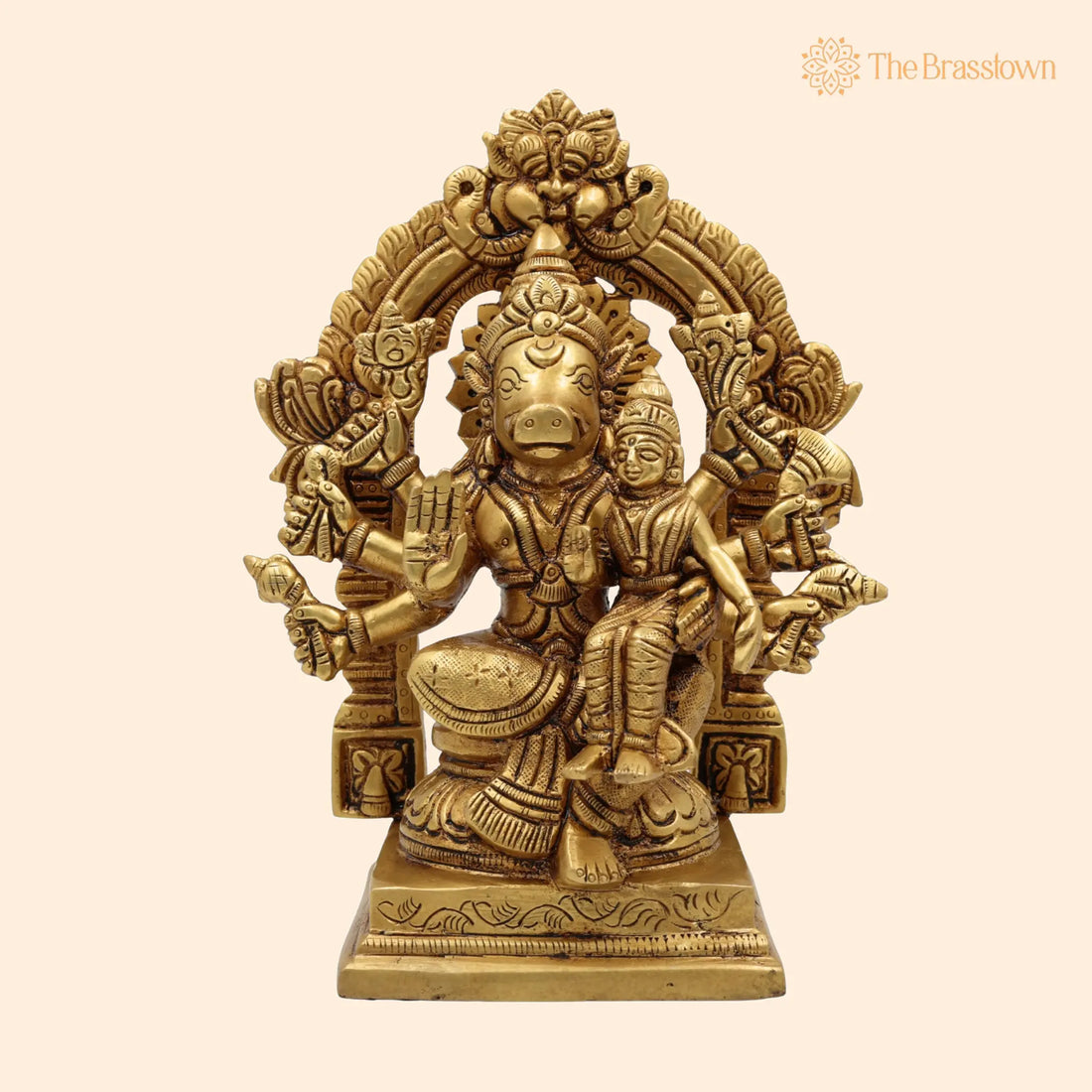 Brass Varaha Lakshmi Idol – Handcrafted Varaha Swamy with Bhudevi Statue, Varaha Lakshmi Ji Murti for Home Décor 7.5 Inch 1