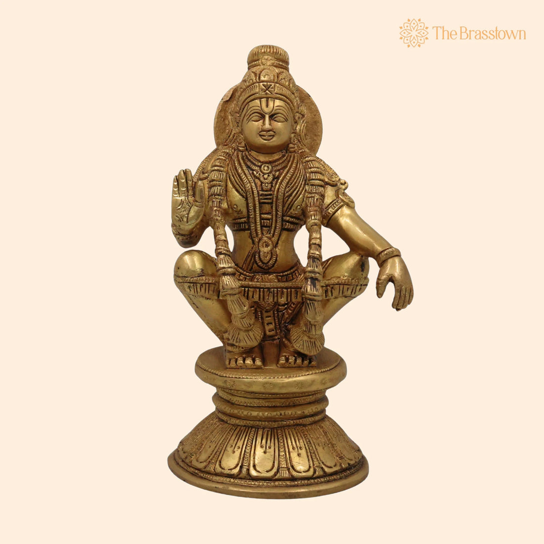 Premium Handcrafted Brass Lord Ayyappa &amp; Murugan Idol – Shanmukha, Vel Murugan Pooja Statue for Home Temple &amp; Décor 8.5 Inch 1