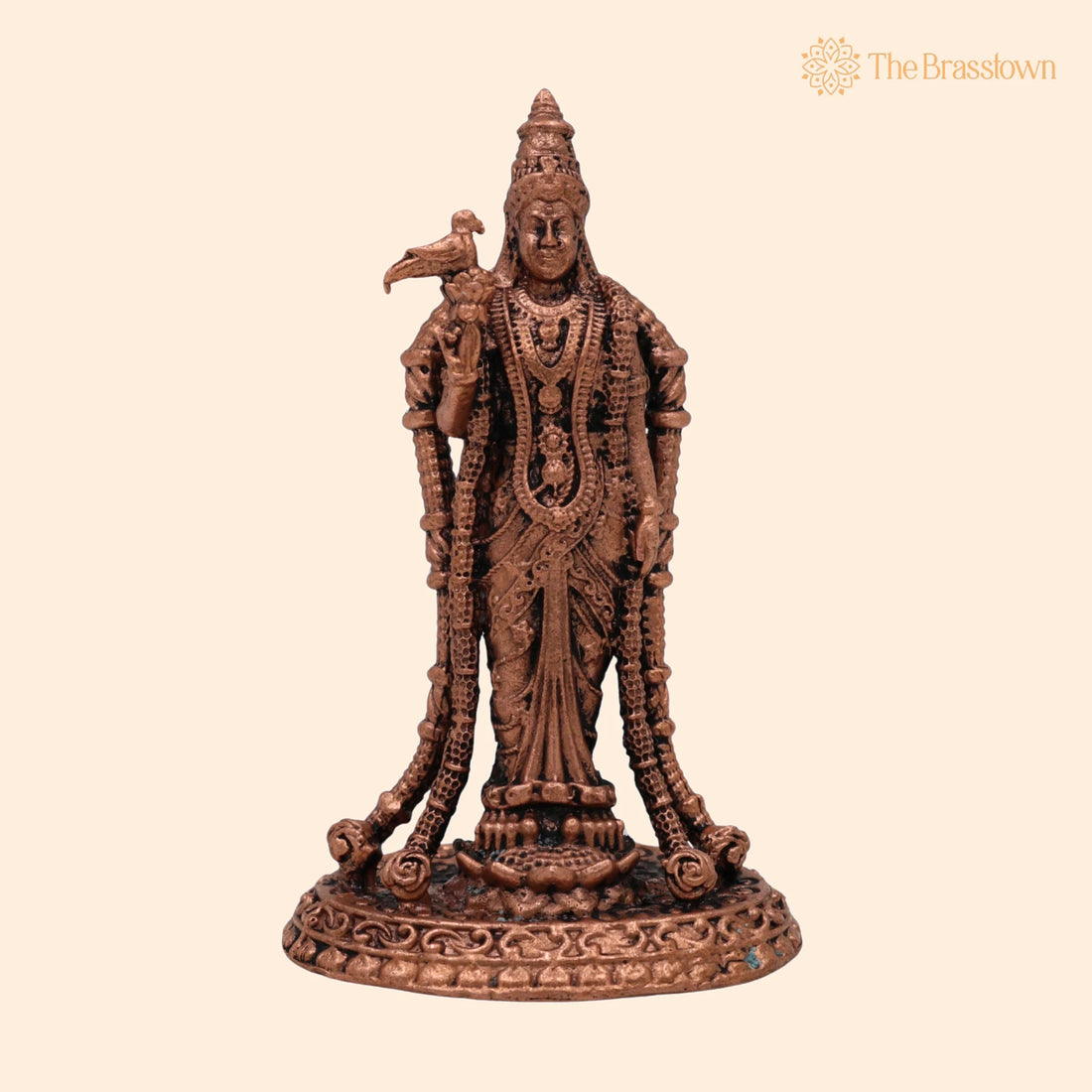 Copper Meenakshi Amman Idol – Handcrafted Tamil Goddess Meenakshi Devi Murti, Madurai Meenakshi Parvati Statue 3 Inch 1