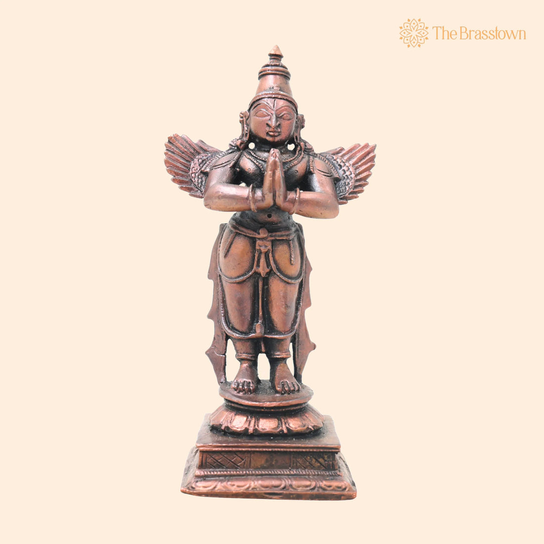 Copper Garuda Idol – Handcrafted Tamra Garud Dev Murti, Vishnu Vahana Pakshiraj Garuda Statue, Garuda Bhagwan Sculpture for Pooja 4 Inch 1