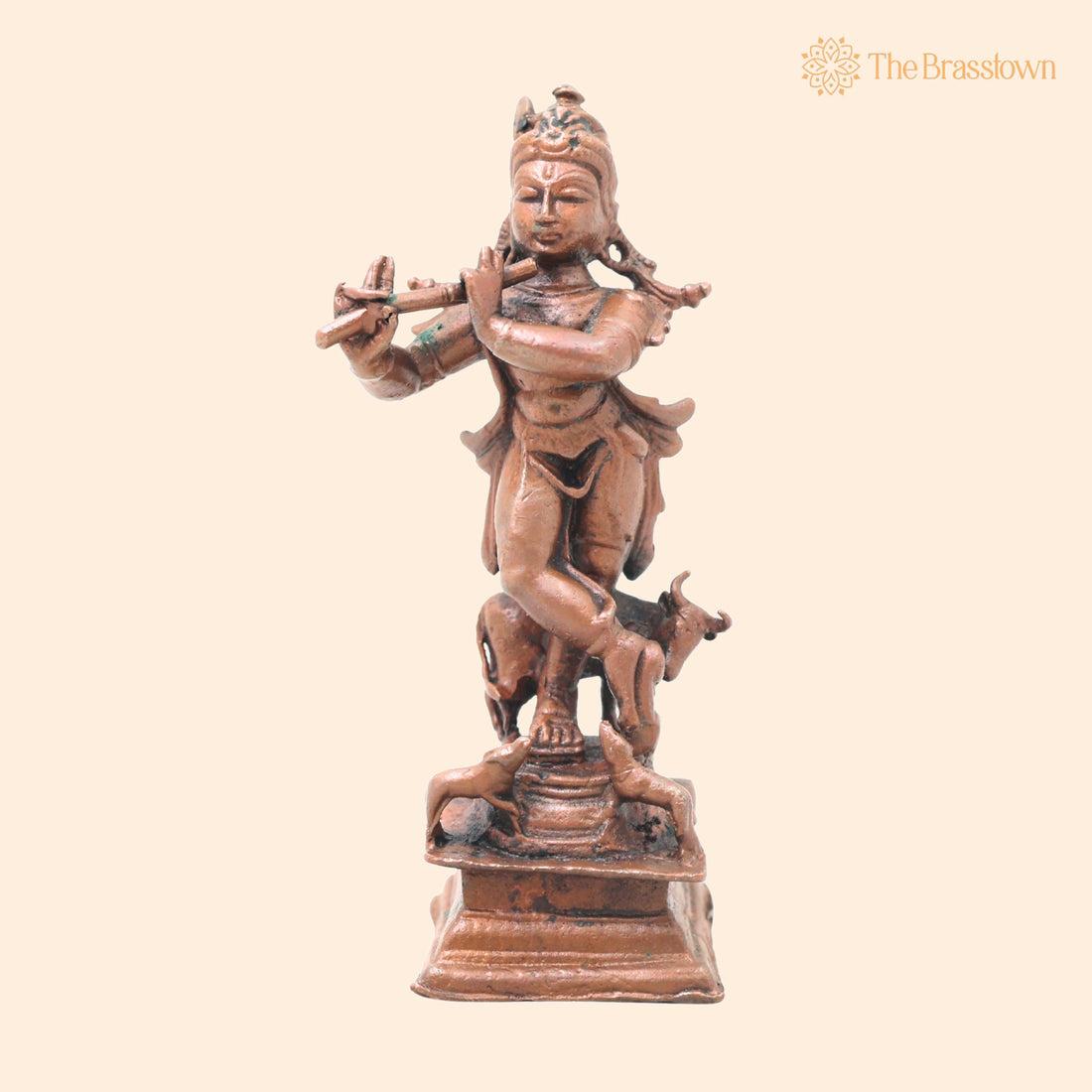 Copper Krishna Idol – Handcrafted Tamra Balakrishna Murti, Thamra Gopala Statue for Puja &amp; Home Décor, Pure Tamraloha Govinda Moorti 4 Inch 1