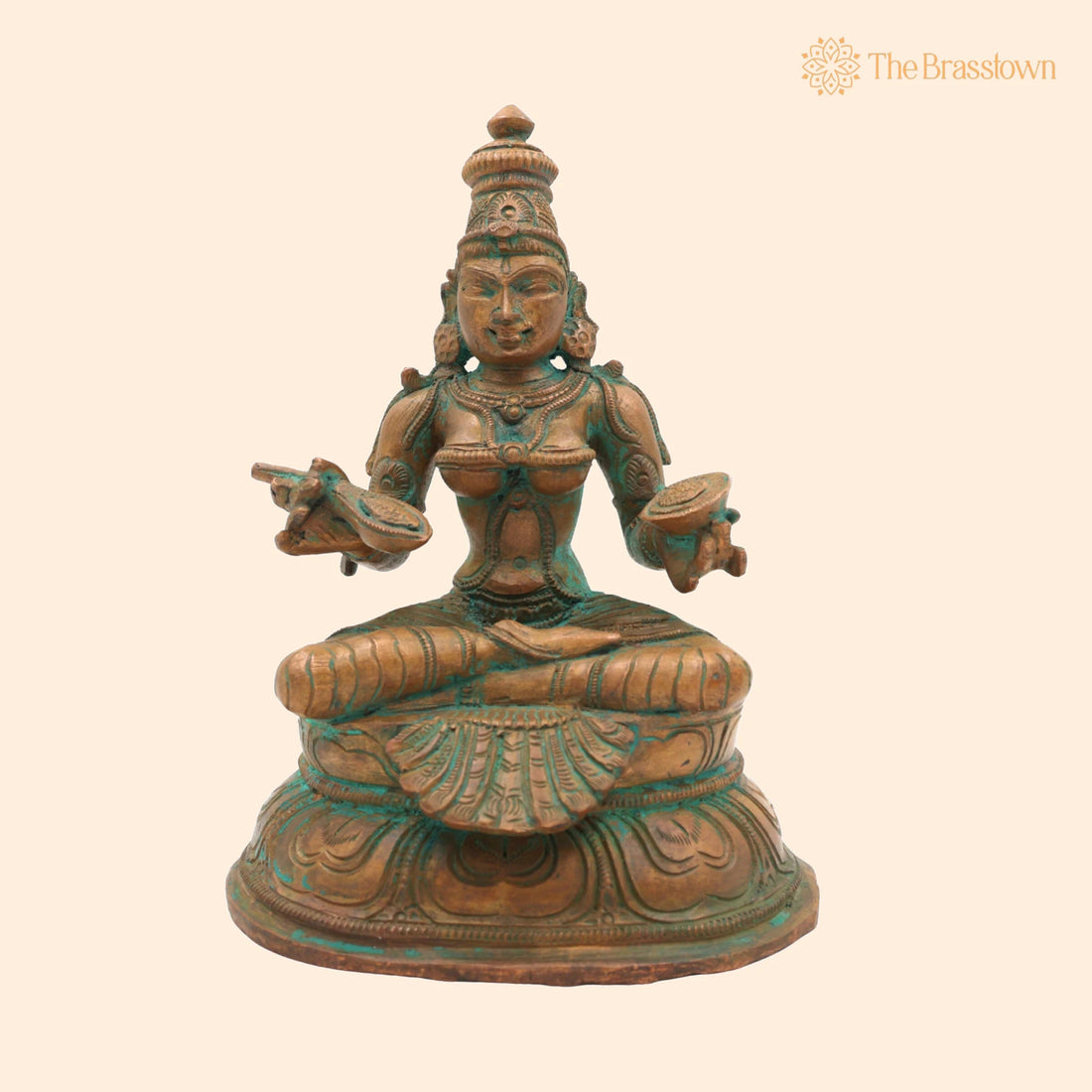 Handcrafted Bronze Annapurna Devi Idol – Panchaloha Annapoorna, Annada, Annapurneshwari for Puja, Home Mandir &amp; Décor 6.5 Inch 1