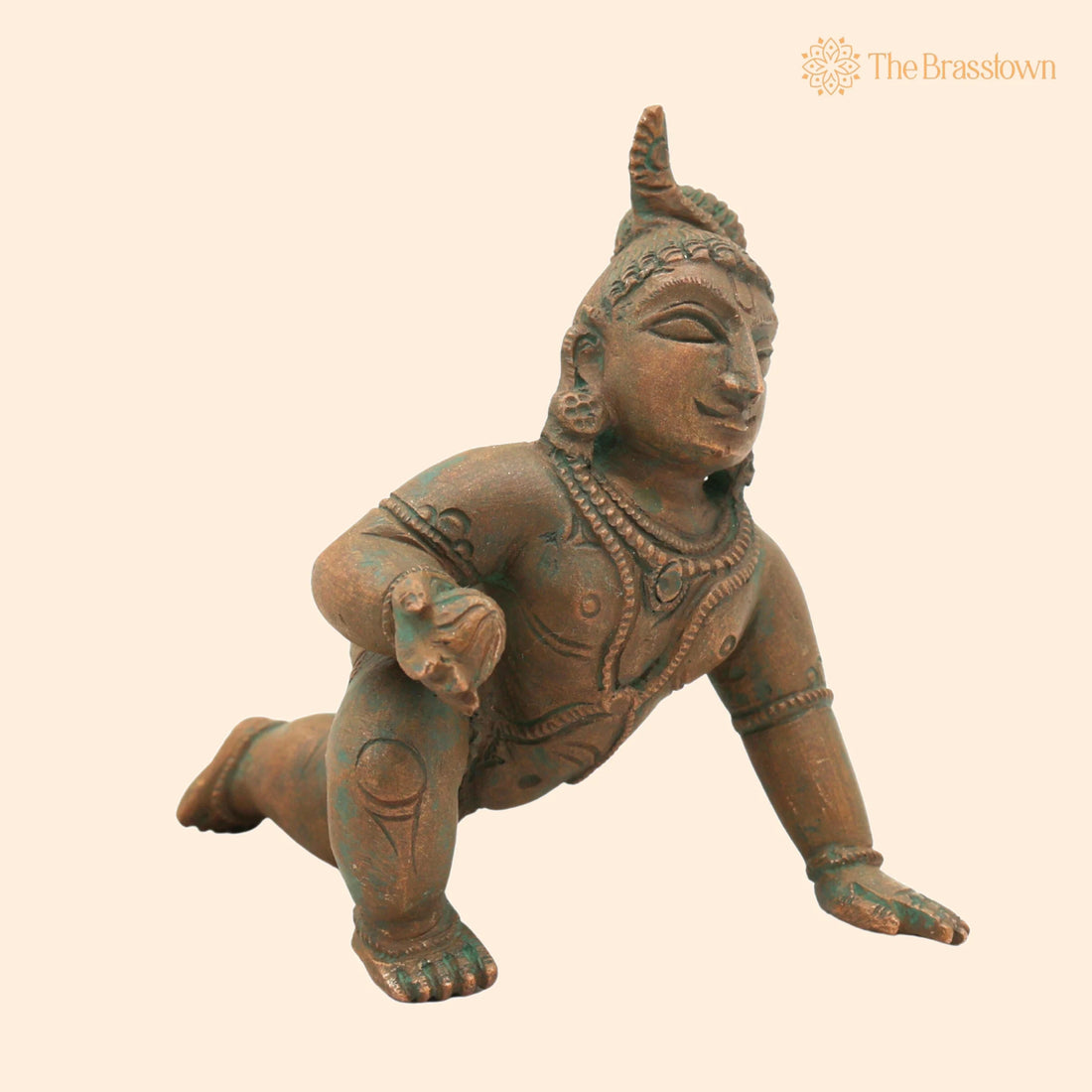 Bronze Bal Gopala Idol – Handcrafted Laddu Gopal / Bala Krishna Murti, Bronze Panchaloha Krishna Sculpture for Home Temple &amp; Janmashtami Décor 3.5 Inch 1