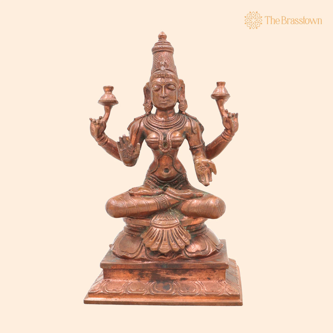 Handcrafted Bronze Mahalakshmi Idol – Panchaloha Lakshmi Murti, Gajalakshmi, Kamala Devi for Puja, Home Mandir &amp; Décor 6 Inch 1
