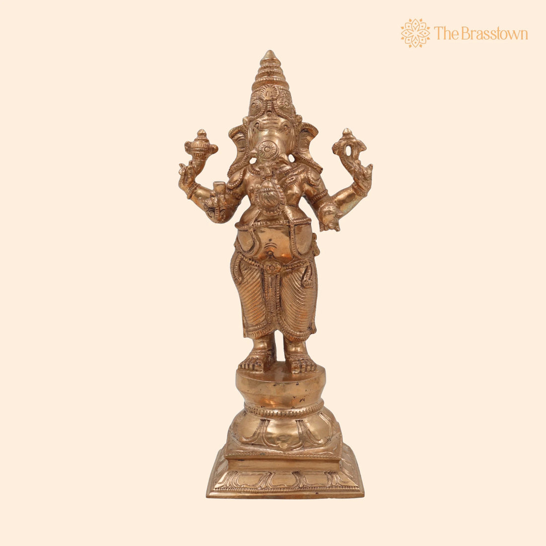 Handcrafted Panchaloha Ganesha Idol in Bronze – Vinayaka, Ganpati, Ekadanta, Vighnaharta Murti for Pooja, Décor &amp; Gift 9.5 Inch 1