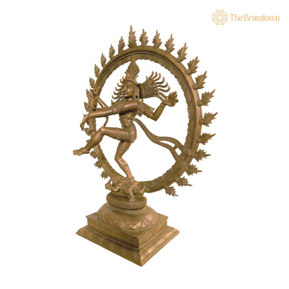 Handcrafted Bronze Panchaloha Nataraja Murti – Hindu God Natraj Statue, Cosmic Dance Sculpture, Temple Décor, Gift Item 25 Inch 3