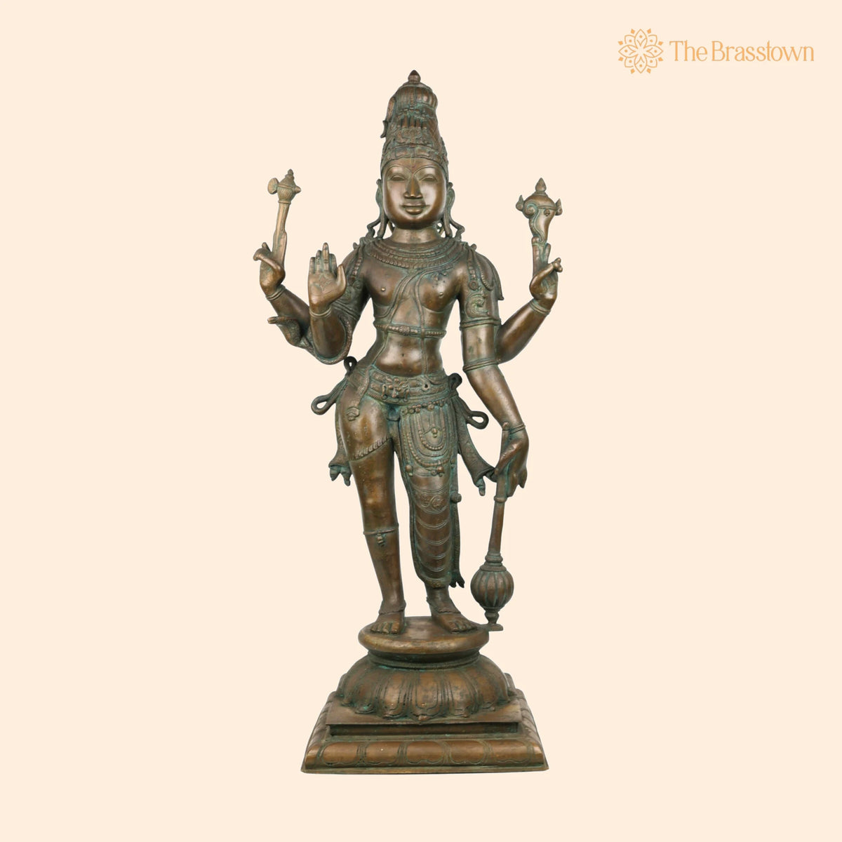 Handcrafted Bronze Harihara Idol – Traditional Chola Art Hindu God Statue for Temple &amp; Home 33 Inch 1
