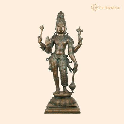 Handcrafted Bronze Harihara Idol – Traditional Chola Art Hindu God Statue for Temple &amp; Home 33 Inch 1