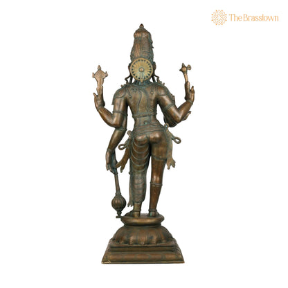 Handcrafted Bronze Harihara Idol – Traditional Chola Art Hindu God Statue for Temple &amp; Home 33 Inch 4
