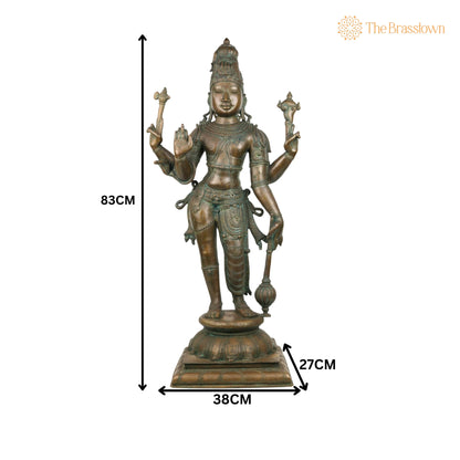 Handcrafted Bronze Harihara Idol – Traditional Chola Art Hindu God Statue for Temple &amp; Home 33 Inch 5