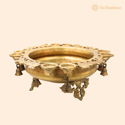 Brass Urli Idol – Handcrafted Kerala Uruli Bowl for Pooja &amp; Home Décor, Peetal Pittal Traditional Temple Urli 6.5 Inch 1