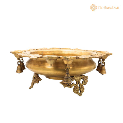 Brass Urli Idol – Handcrafted Kerala Uruli Bowl for Pooja &amp; Home Décor, Peetal Pittal Traditional Temple Urli 6.5 Inch 3