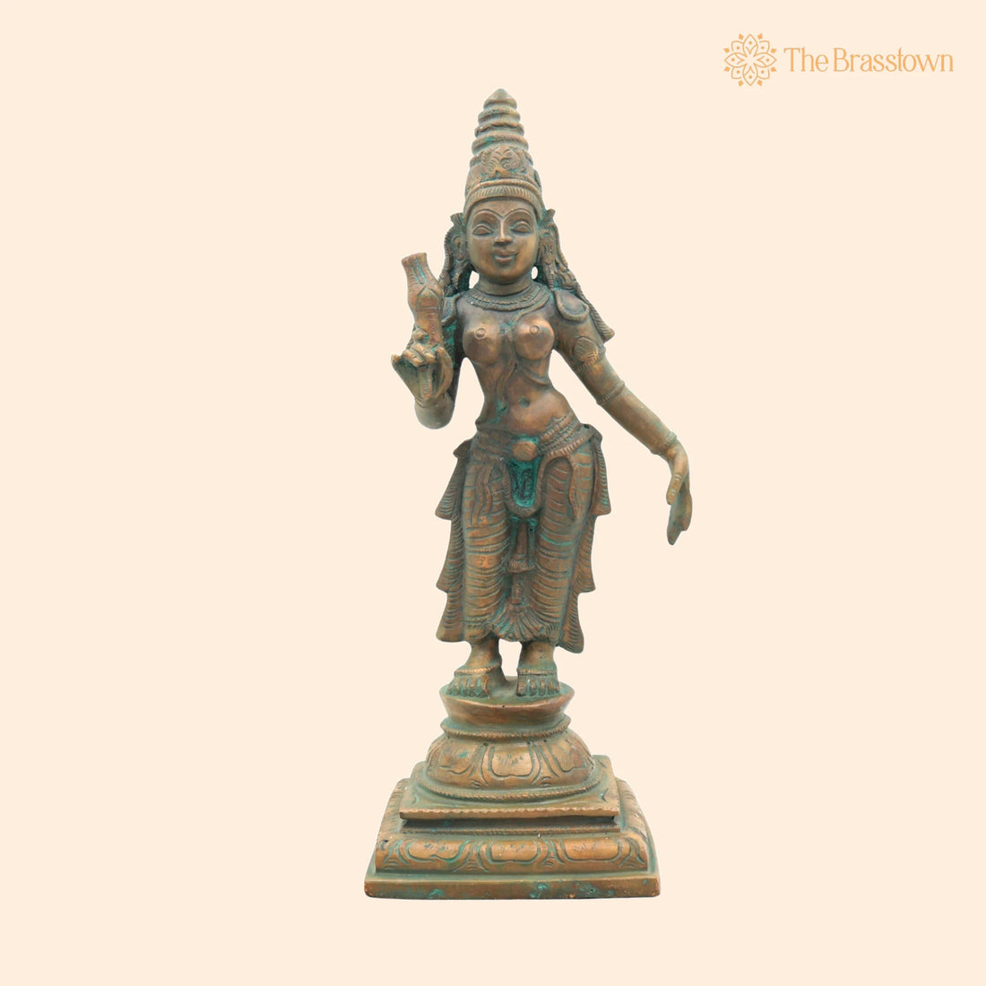 Handcrafted Bronze Bhudevi Idol – Panchaloha Vasundhara, Prithvi Devi, Bhoomata, Earth Goddess Sculpture for Pooja &amp; Vastu 11.5 Inch 1