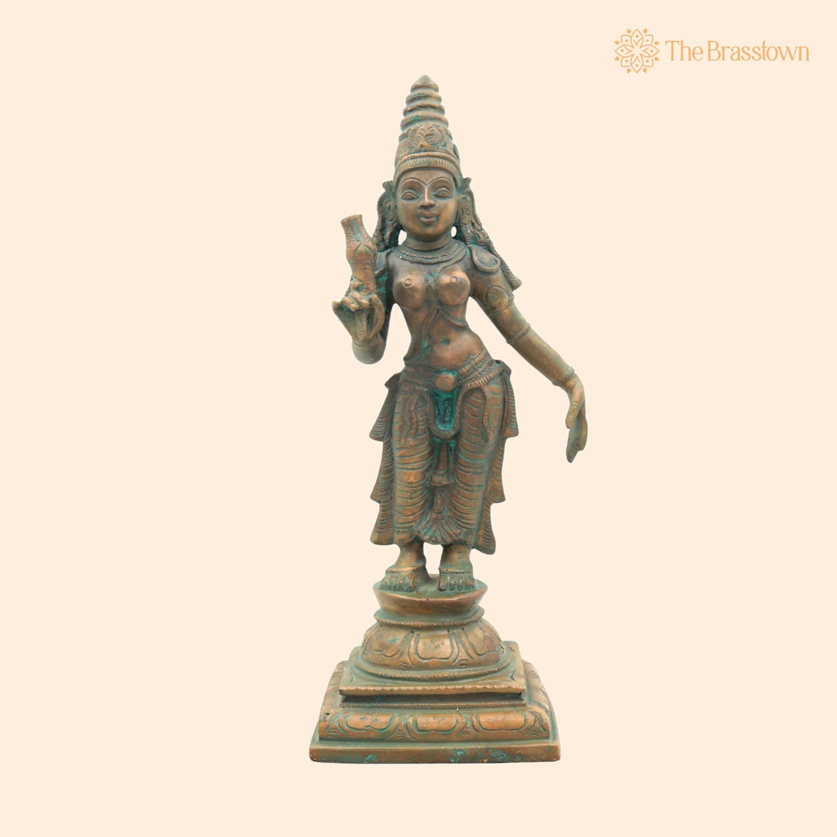 Handcrafted Bronze Bhudevi Idol – Panchaloha Vasundhara, Prithvi Devi, Bhoomata, Earth Goddess Sculpture for Pooja &amp; Vastu 11.5 Inch 1