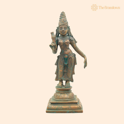 Handcrafted Bronze Bhudevi Idol – Panchaloha Vasundhara, Prithvi Devi, Bhoomata, Earth Goddess Sculpture for Pooja &amp; Vastu 11.5 Inch 1
