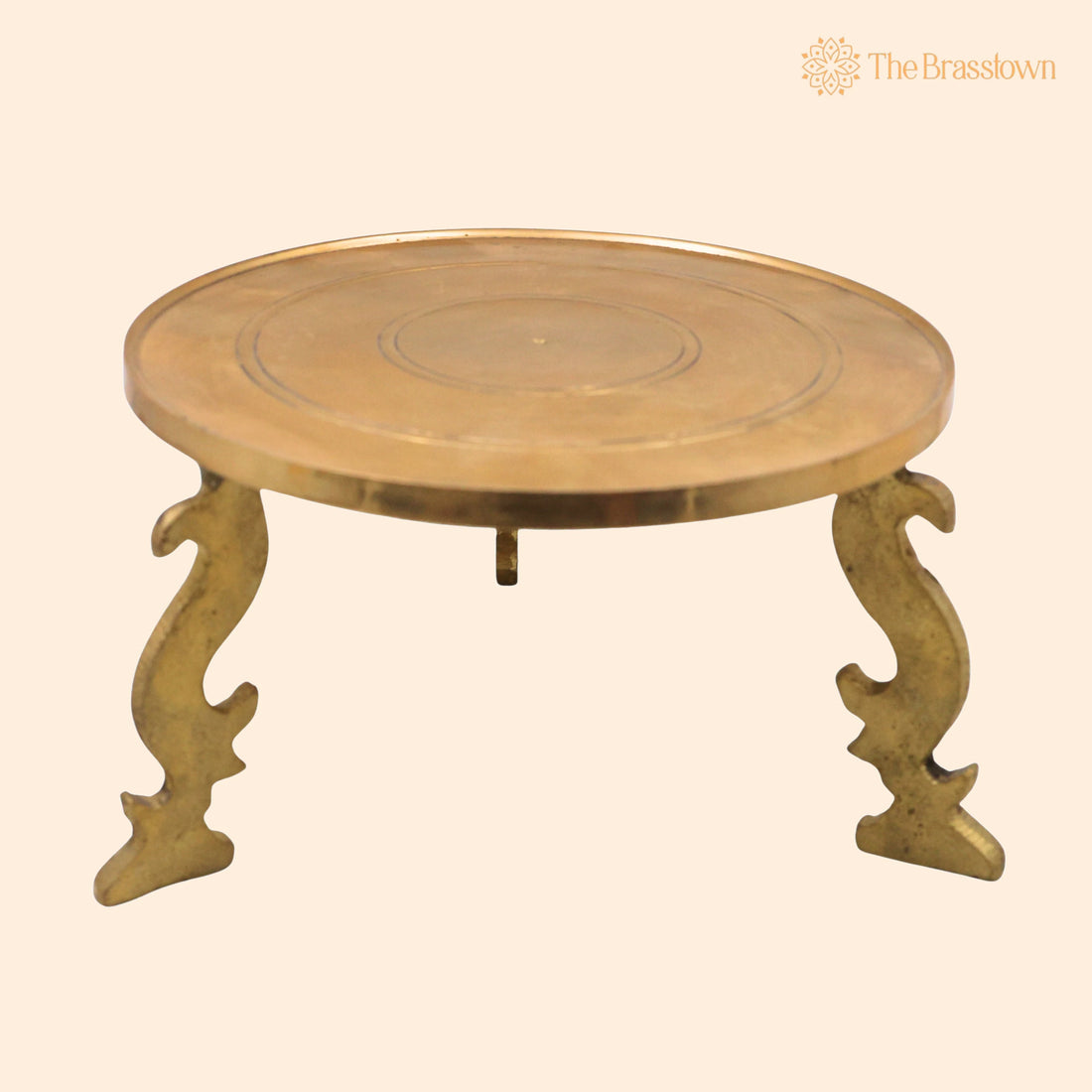 Brass Pooja Chowki – Handcrafted Peetha Peeta Peetalu Peetham Bajot For Temple Sinhasan Pooja Mandir Stand 5 Inch 1