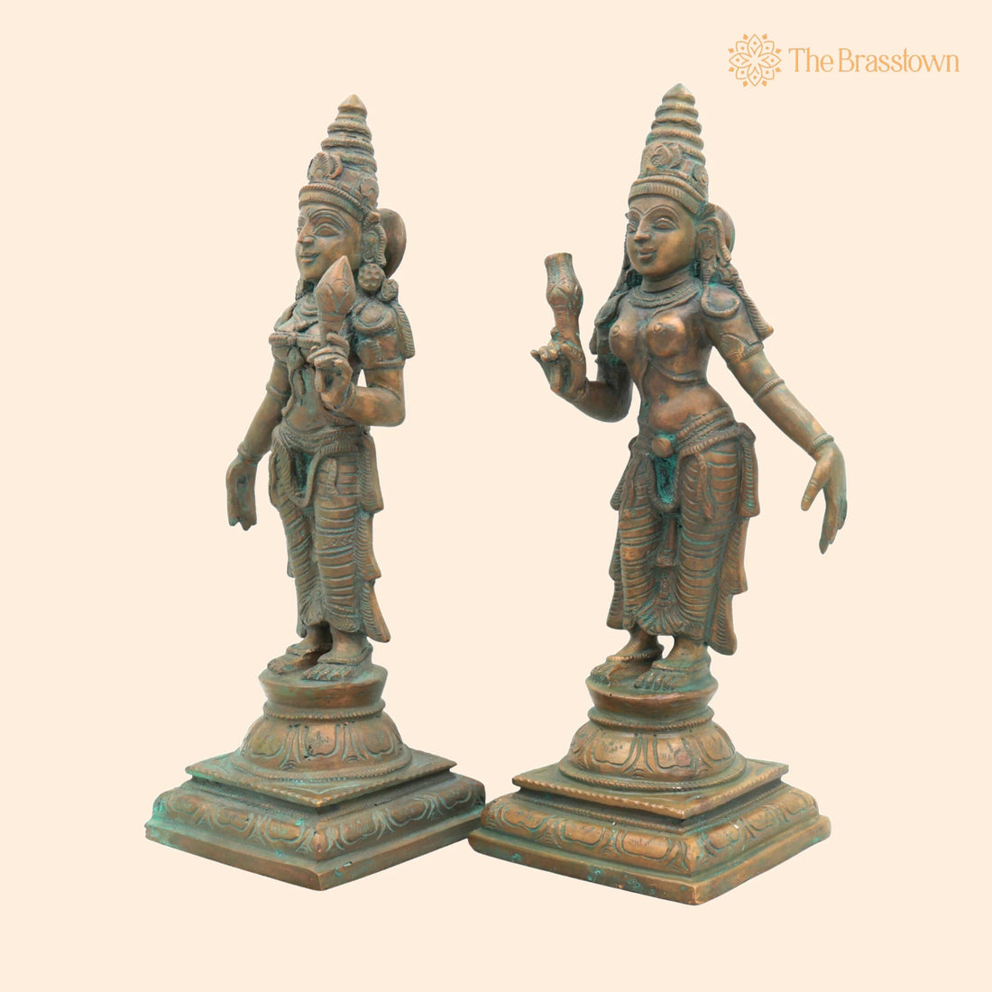 Handmade Panchaloha Sri Devi Bhu Devi Idols – Bronze Lakshmi Statue, Panchadhatu Goddess Sculpture for Pooja, Temple, Home Décor 11.5 Inch 1